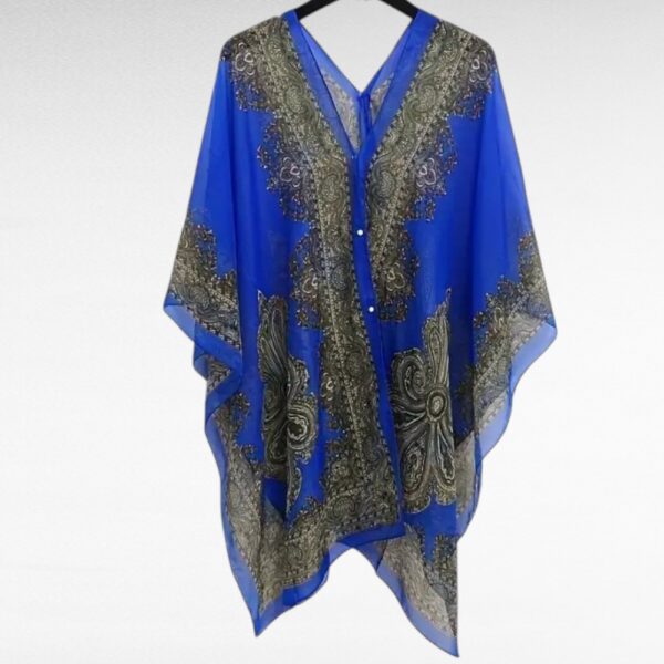 TU.657-Boho-tyylinen puoliläpinäkyvä olkahuivi"Sini" - Image 2