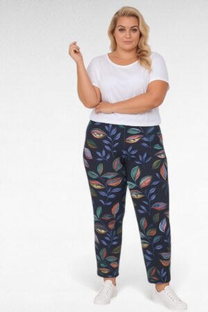 PY.536-Tummansiniset, kirjavakuosiset puuvillahousut "Italy Moda"