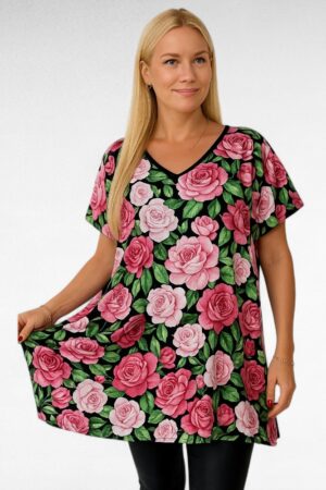 TU.651-Viskoositunika ruusukuviolla"Esmira Fashion"
