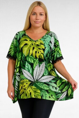 TU.648-Tunika isolla lehtikuviolla "Esmira Fashion"