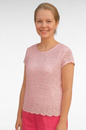 PL.634-Vaaleapunainen pitsipusero"Impression", koko42