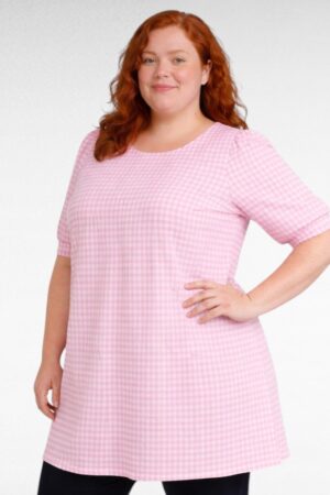 TU.648-Vaaleapunavalkoruudulliset puserot "Yours", extra plus koko