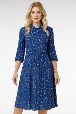 KL.600-Sininen mekko kukkakuosilla "Woman Within"