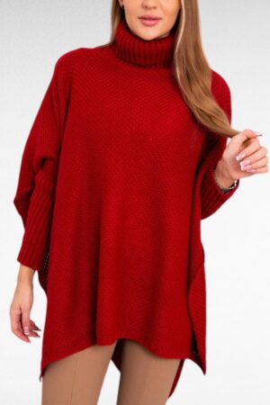 KU.620-Punainen epäsymmetrinen poncho "Kesi"