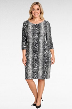 KL.611-Musta- harmaa mekko käärmekuosilla