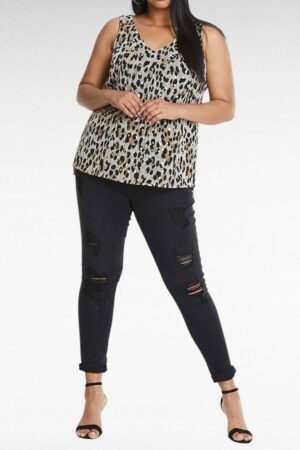 PL.649-Kullan-ja mustakirjava leopardikuviollinen juhlatoppi"Johanna Hope"