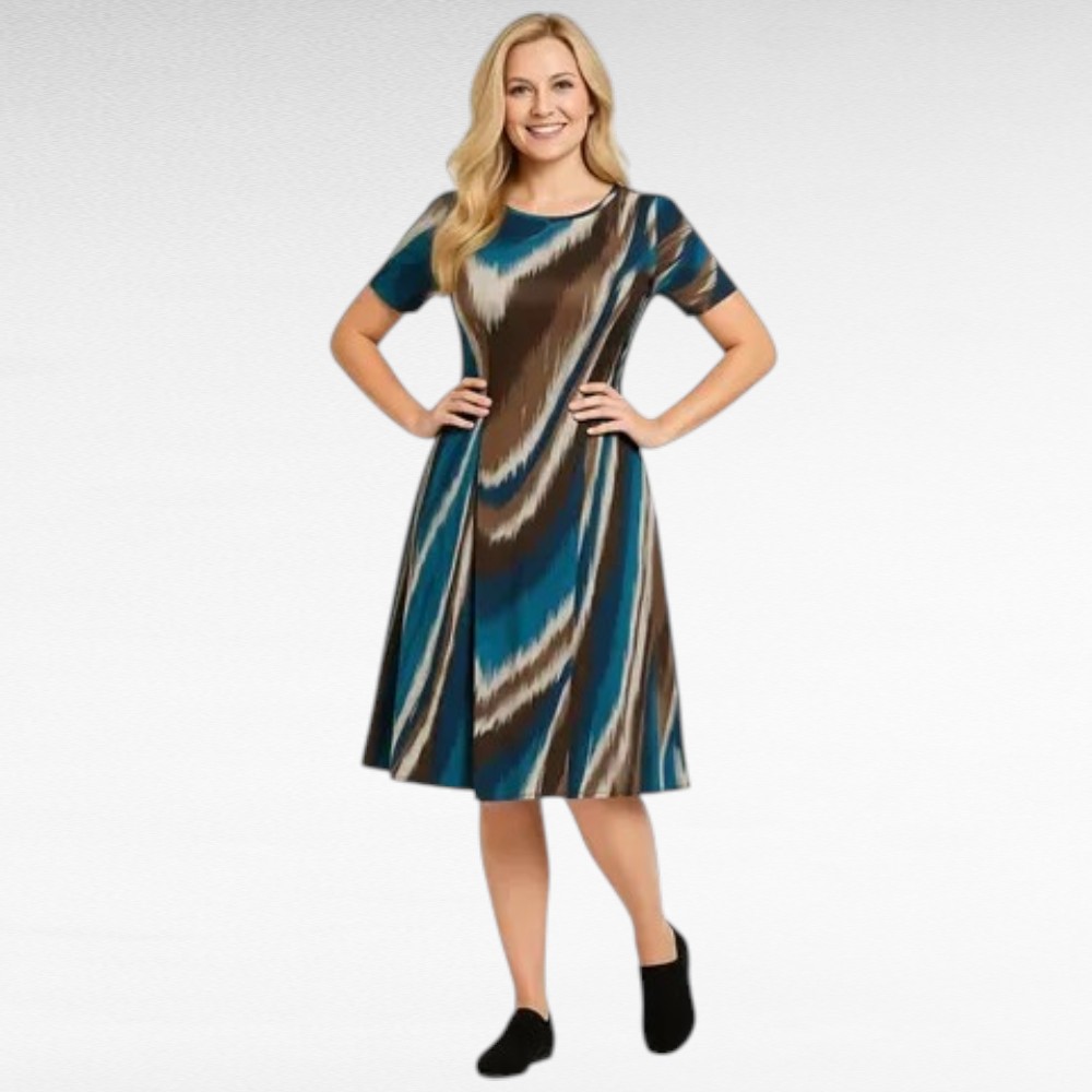 Sinivihreä kirjava mekko "Riitta"(KL.615) - Image 2