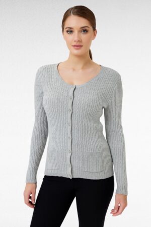 KU.621-Vaaleaharmaa neuletakki "STI"