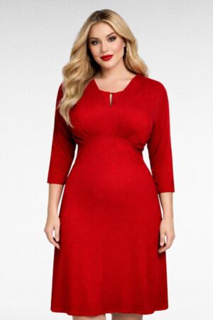 KL.626-Kirkkaanpunainen trikoomekko "Captive Curve"