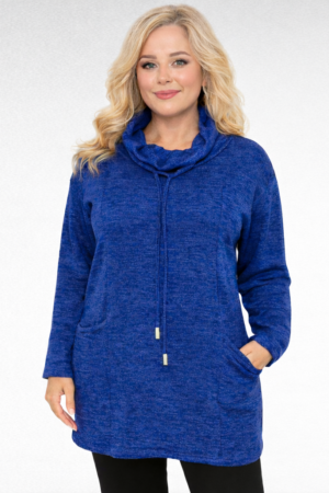 TU.676- Pitkä sininen taskullinen pusero "Hilda"