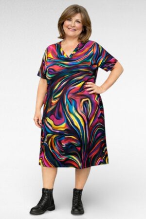 KL.609-  Värikäs mekko taskuilla "Lilybet"