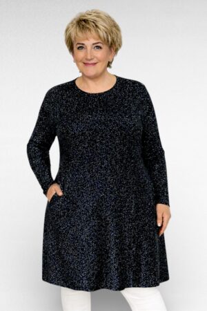 KL.333 - Musta  kimalteleva mekko/tunika taskuilla "Sabex"