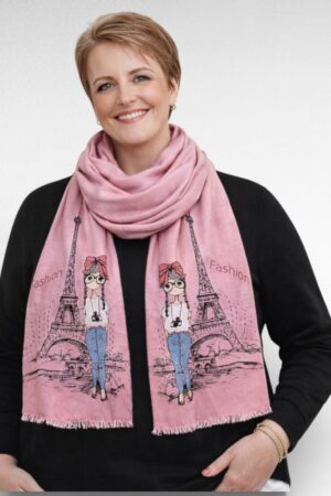 KU.623-Vaaleapunainen huivi "Paris Street Fashion"