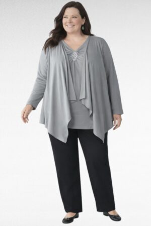 TU.604-Harmaa extra -plus kokoinen tunika "Woman Within"