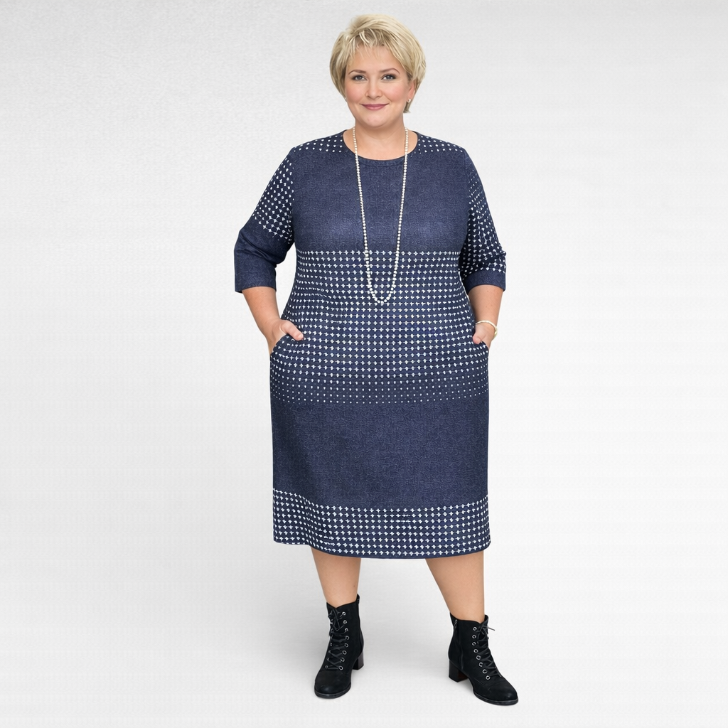 KL.604-Siniharmaakirjava lämmin arkimekko ”Sofia”