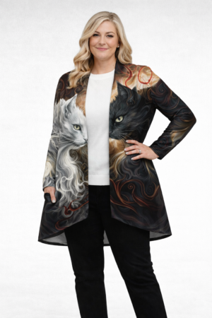 JA.708- Ohuet neuletakki kissakuviolla