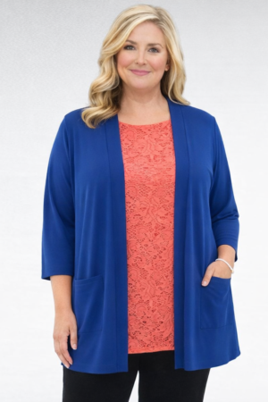 JA.713-Sininentai punainen taskullinen ohuet kardigaani "Päivi"