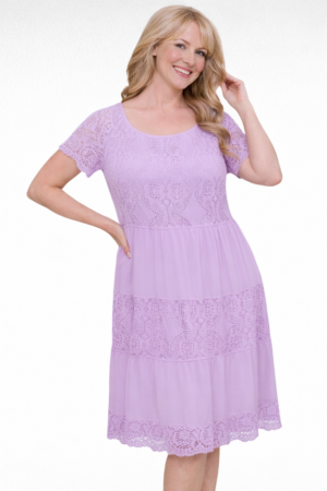 KL.583- Yksivärinen pitsinen viskoosimekkomekko "Italy Moda"