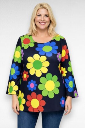 Musta tunika kukkakuosilla "Dagne"