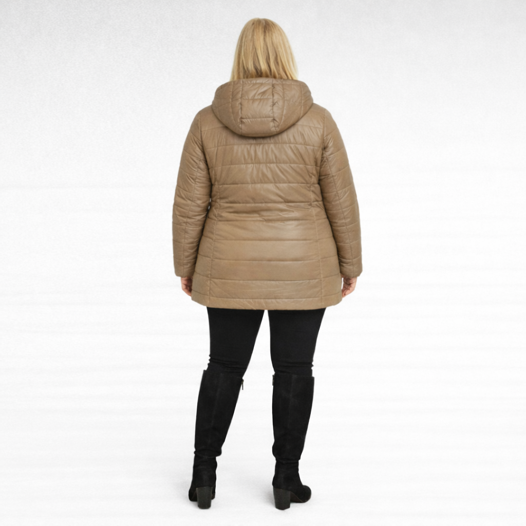 Musta tai beige hupullinen takki "Jaana"(JO.502) - Image 2