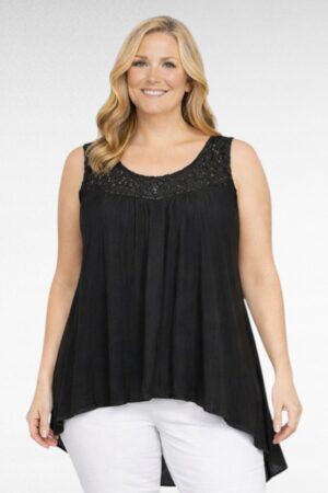 Musta hihaton viskoositunika "Annabells"