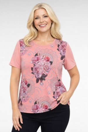 Lyhythihainen roosan sävyinen pusero "Maira"(PL.678)