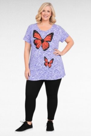 Violetti pluskoko tunika perhoskuviolla "Yours Curvy"(TU.149)