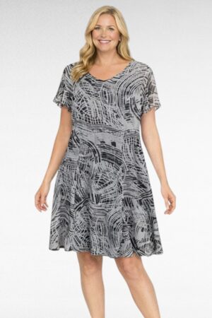 Mustavalkoinen vuorillinen mekko "Shenina"(KL.658)