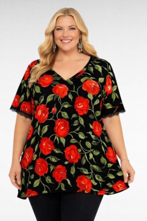 TU.646-Tulppaanikuvioinen tunika "Esmira Fashion"