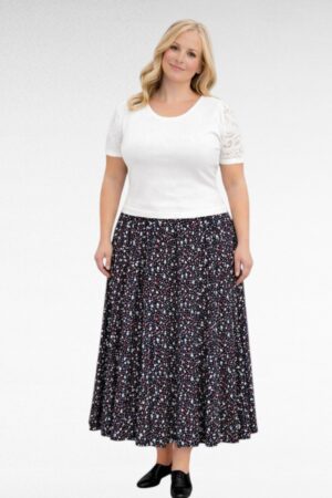 Kukkalisesta viskoosikankaasta hame "Sabex"(SE.513)