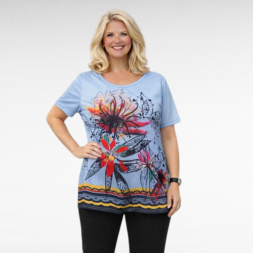 Vaaleasinine tunika kukkakuviolla(TU.711)