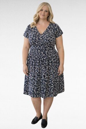 Tummasininen kukkakuvioinen mekko "Joanie"(KL.670)