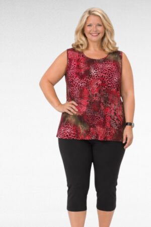 Hihaton tunika punamustalla kuosilla( TU.713)