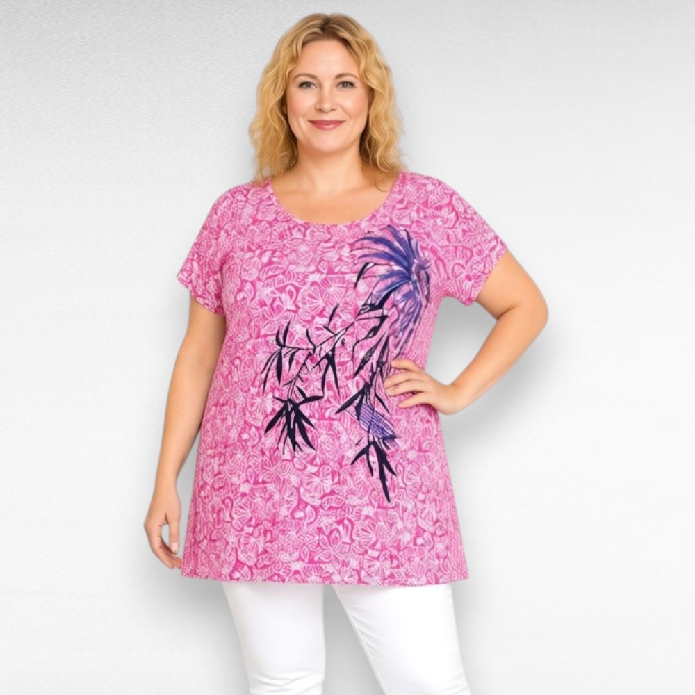 Vaaleapunainen pluskoko tunika "Yours Curvy"(TU.187) - Image 4